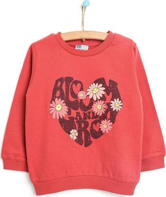 HelloBaby Basic Kalp ve Çiçek Desenli Sweatshirt Kız Bebek