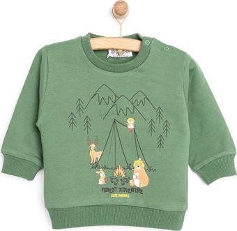 HelloBaby Basic Az Şardonlu Kamp Temalı Sweatshirt Erkek Bebek