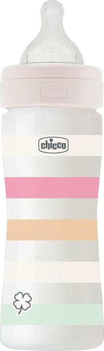 Chicco Yeni Wellbeing Renkli Biberon PP Pembe 250 ml Orta Akış