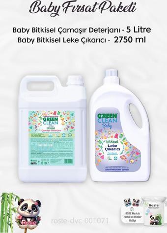 Green Clean Baby Bitkisel Leke Çıkarıcı 2750 ml, Baby Çamaşır Deterjanı 5 lt ve ROSIE