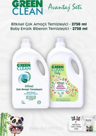 Green Clean Çok Amaçlı Temizleyici Portakal Yağlı 2.75 kg, Emzik Temizleyici 2,75 kg ve ROSIE