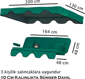 Dalyan 3 kişilik Salıncak Minderi Yedek Bahçe Salıncağı Minderi Süngerli