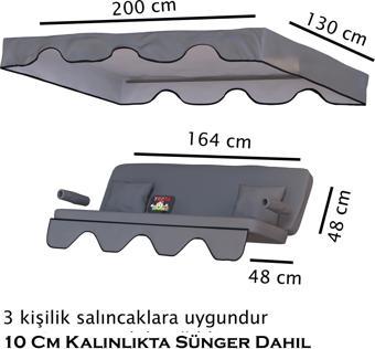 Gümbet 3 kişilik Salıncak Minderi Yedek Bahçe Salıncağı Minderi Süngerli