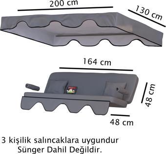 Gümbet 3 kişilik Salıncak Minderi Yedek Bahçe Salıncağı Minderi Süngersiz Kılıf