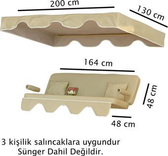 Urla 3 kişilik Salıncak Minderi Yedek Bahçe Salıncağı Minderi Süngersiz Kılıf