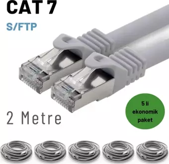 5 adet 2 Metre IRENIS CAT7 Kablo S/FTP Ethernet Network LAN Ağ Kablosu