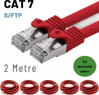5 adet 2 Metre IRENIS CAT7 Kablo S/FTP Ethernet Network LAN Ağ Kablosu
