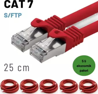 5 adet 25 cm IRENIS CAT7 Kablo S/FTP Ethernet Network LAN Ağ Kablosu