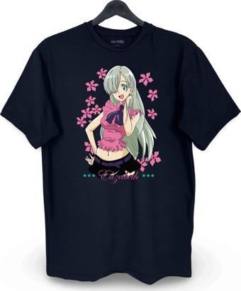 Elizabeth Liones Seven Deadly Sins Baskılı Loose Fit Bisiklet Yaka Unisex Tişört Anime Manga