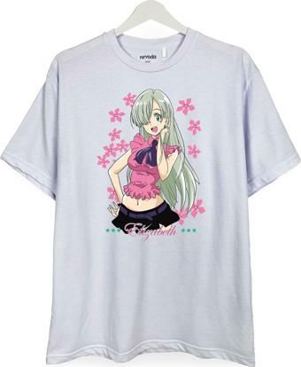 Elizabeth Liones Seven Deadly Sins Baskılı Loose Fit Bisiklet Yaka Unisex Tişört Anime Manga