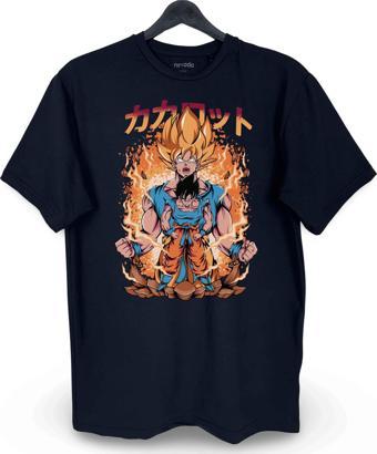 Rage Goku Dragon Ball Baskılı Loose Fit Bisiklet Yaka Unisex Tişört Anime Manga