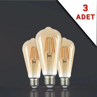 3 Adet Led Filamanlı E27 Rustik Ampul 4 Watt Gün Işığı St64 sfsff333, one size