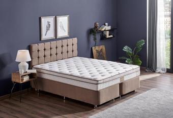Niron Helen 180x200 Çift Kişilik Yatak Baza Başlık Seti Aloe Vera Yatak, Kumaş Baza, Başlık Takımı