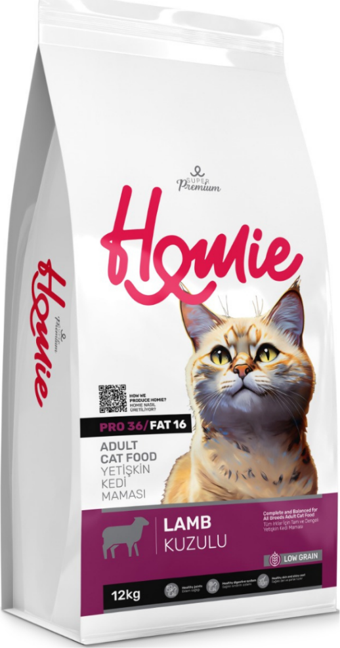 Homie Süper Premium Düşük Tahıllı Kuzu Etli Yetişkin Kedi Maması 12 Kg