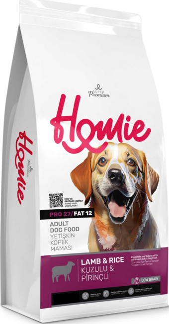 Homie Süper Premium Düşük Tahıllı Kuzu Etli Yetişkin Köpek Maması 12 Kg