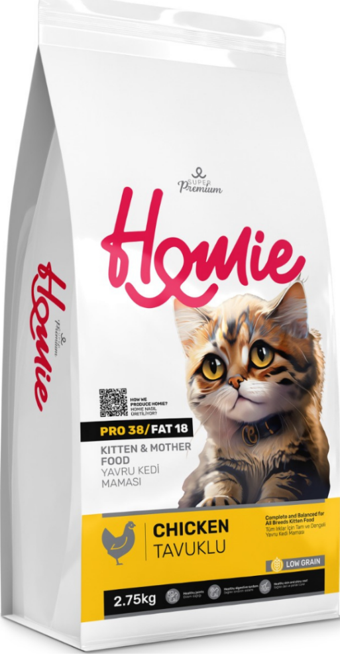 Homie Süper Premium Düşük Tahıllı Mother & Kitten Tavuklu Yavru Kedi Maması 2.75 Kg