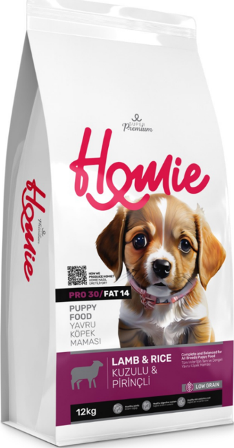 Homie Süper Premium Düşük Tahıllı Puppy Kuzu Etli Yavru Köpek Maması 12 Kg