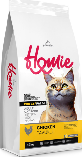 Homie Süper Premium Düşük Tahıllı Tavuklu Yetişkin Kedi Maması 12 Kg