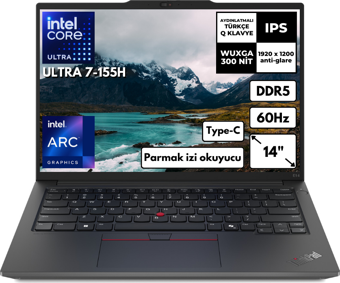 Lenovo ThinkPad E14 G6 Ultra 7-155H 16GB 512 GBSSD Arc Graphics 14" WUXGA Windows 11 Pro 21M70031TX BT79