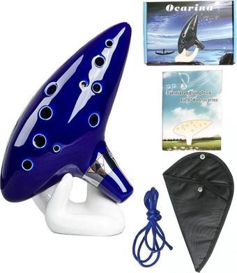 Valkyrie Ocarina 12 Delik Ocarina Seramik Alto C Ocarina Flüt Mavi Ocarina Sualtı Müzik Nefesli Enstrüman