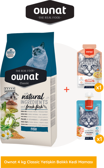 Ownat Classic Yetişkin Balıklı Kedi Maması 4 Kg Wanpy Hediyeli