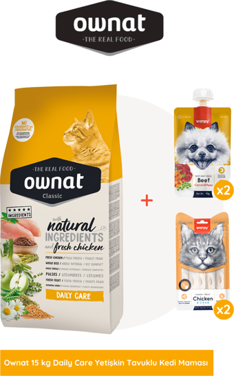 Ownat Daily Care Yetişkin Tavuklu Kedi Maması 15 Kg Wanpy Hediyeli