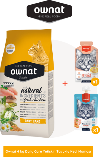 Ownat Daily Care Yetişkin Tavuklu Kedi Maması 4 Kg Wanpy Hediyeli