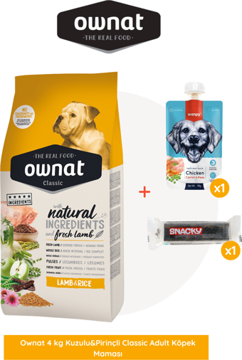 Ownat Kuzulu&pirinçli Classic Adult Köpek Maması 4 Kg Wanpy Hediyeli