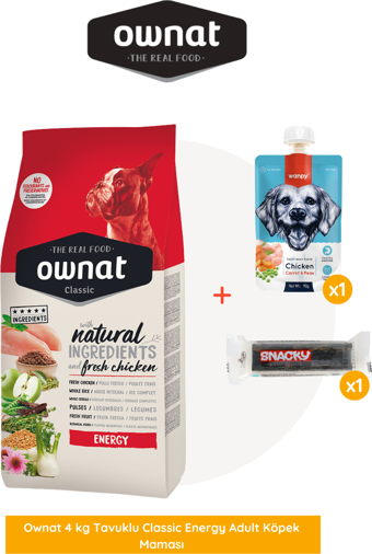 Ownat Tavuklu Classic Energy Adult Köpek Maması 4 Kg Wanpy Hediyeli