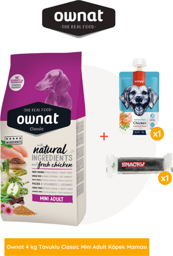 Ownat Tavuklu Classic Mini Adult Köpek Maması 4 Kg Wanpy Hediyeli