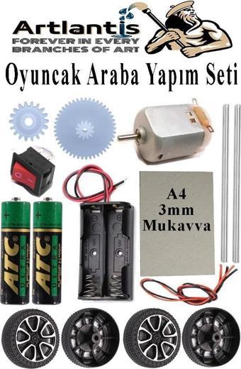 Oyuncak Araba Yapım Seti 1 Paket Plastik Tekerlek Deney İçin 2 Adet Metal Şaft Proje Deney Seti Dc Motor Çark Dişli Okul