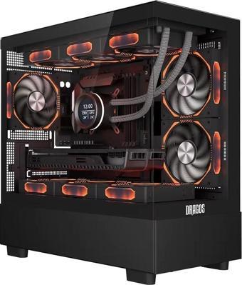 Dragos Basalt 6x ARGB Fan USB 3.0 600W 80+ Plus mATX Panoramik Temperli Cam Gaming Siyah Kasa