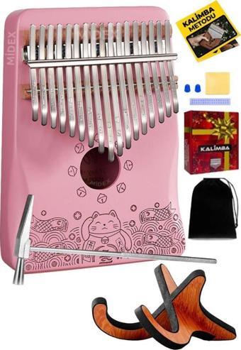 Midex KLX-350-PAK Hakiki Ağaç Pembe Kalimba 17 Tuşlu Full Set