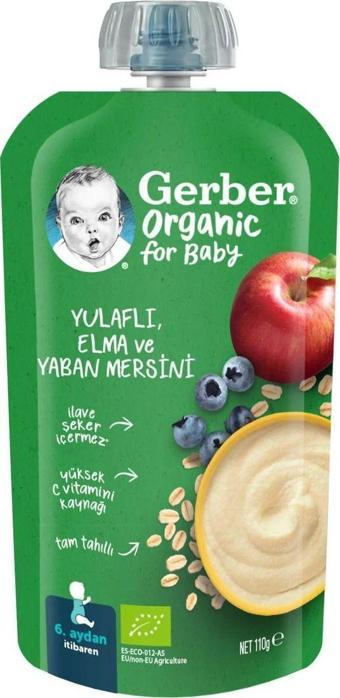 Gerber Organik Yulaflı Elma Ve Yaban Mersini Püresi 110 gr