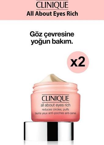 Clinique All About Eyes Rich Göz Çevresi Bakım Kremi 15 ml X2