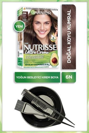 Garnier Nutrisse Ultra Krem Saç Boyası 6 DOĞAL KOYU KUMRAL BOYAMA SETİ