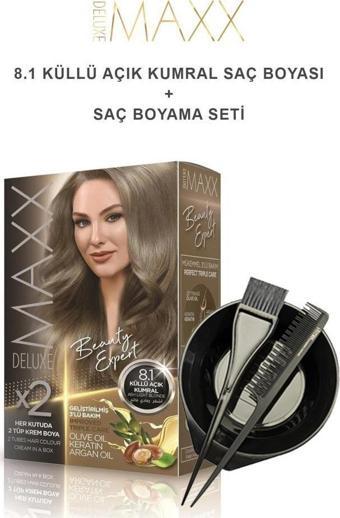 Maxx Deluxe Saç Boyası 8.1 Küllü Açık Kumral-Boyama Seti