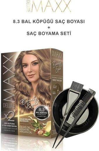 Maxx Deluxe Saç Boyası 8.3 Bal Köpüğü-Boyama Seti