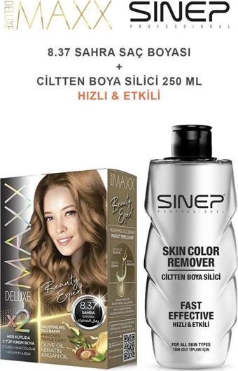 Maxx Deluxe Saç Boyası 8.37 Sahra-Profesyonel Cillten Boya Silici Set