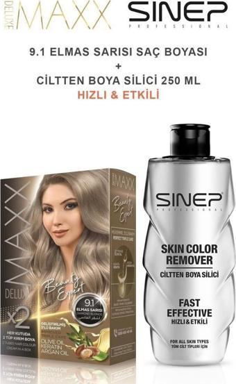 Maxx Deluxe Saç Boyası 9.1 Elmas Sarısı-Profesyonel Cillten Boya Silici Set