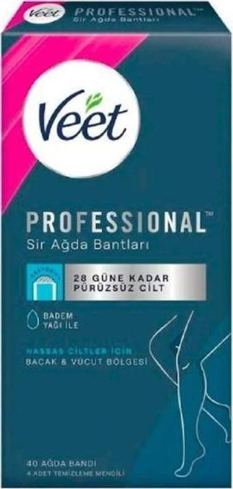 Veet Profesyonel Sir Ağda Bandı Hassas Cilt Bacak ve Bikini Bölgesi 40 Adet