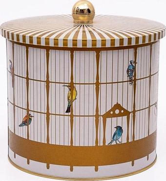 Evle Bird Cage Desenli Erzak Saklama Kabı - Metal Saklama Kabı 17,5 Cm X 15,5 Cm Er146-T7