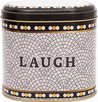 Evle Er004-9B Mosaic Laugh Desenli Oval Metal Saklama Kabı 11X15 Cm