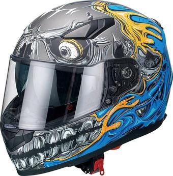 Sway 816 Mat Teeth Blue Full Face Motosiklet Kaskı