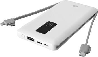S-Link Ip-T100C 10000Mah Lightning+Micro+Type C Kablolu Powerbank Beyaz Lcdli