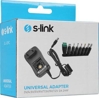 S-link SL-129C 3V-4,5V-5V-6V-7,5V-9V-12V 2A 24W (5.5-2.1) 8 Uçlu Adaptör