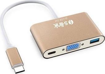 S-link SL-USB-C66 Type-C to VGA+usb3.0+pd Kablo