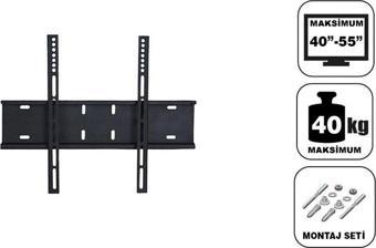 Achill 40'' - 55'' - 140 Ekran  Sabit Tv Askı Aparatı Tüm Tv 'ler İçin - Su Terazili
