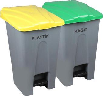 Safell Pedallı Kağıt Plastik Ayrıştırma Kovası - Ayrıştırma Konteyneri