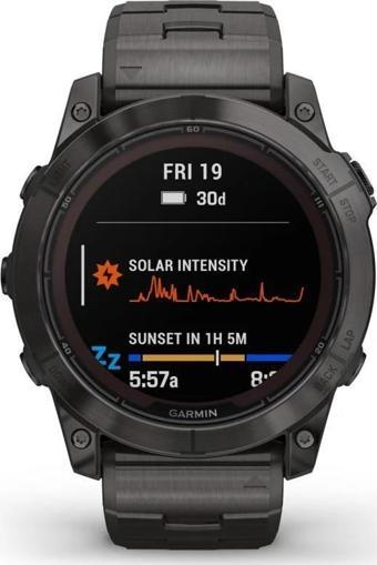 Garmin Fenix 7X Pro Sapphire Solar Karbon Gri DLC Titanyum - Titanyum Kayışlı